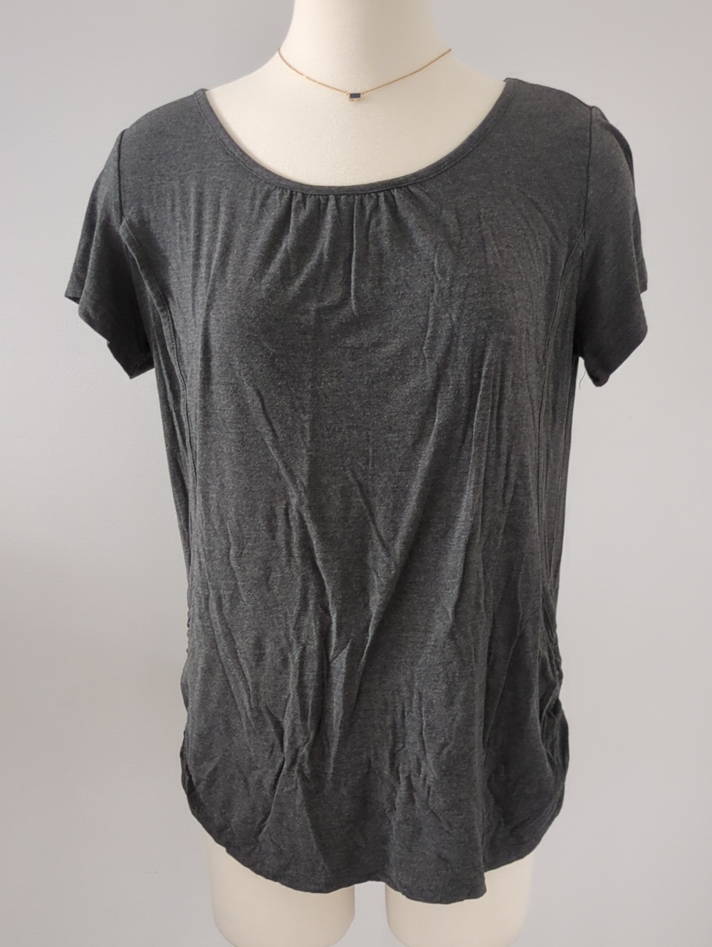 Women's Charcoal Short Sleeve Scoop Neck Tee Nursing Maternity